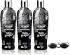 لوشن تسمير البشرة الأسود 50XX Ultra Dark Tanning Lotion سعة 250 مل، عبوة من 3 قطع مع نظارات واقية – جل برونزي فوري للحصول على لون عميق وسريع وبشرة مرطبة للغاية للتسمير الداخلي أو الخارجي