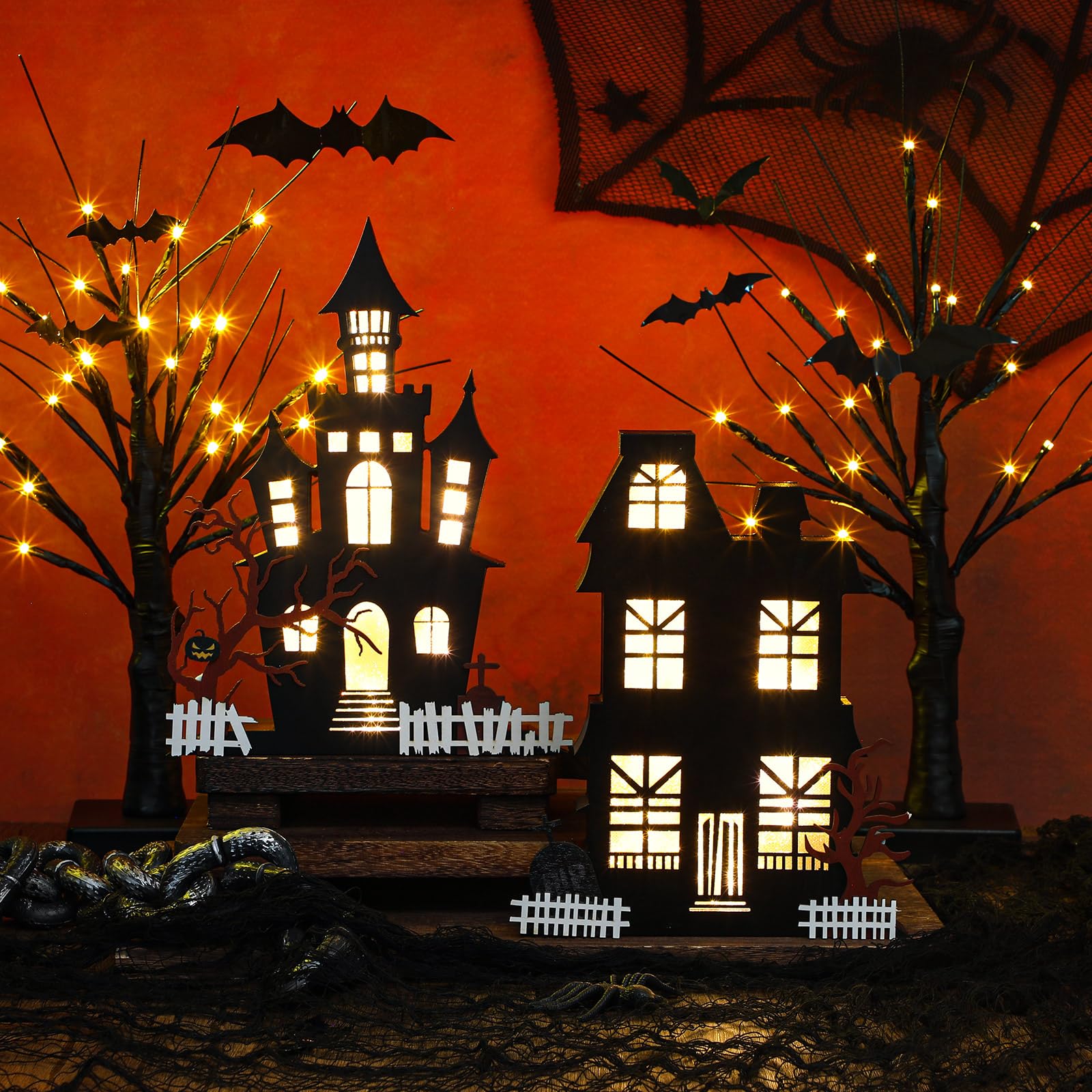 【HALLOWEEN　Party♪】✦BLACKハウス✦家具＆小物など全て付き♡ Amazon.com: Cinnvoice 4 Pcs Halloween Table Decorations Indoor, 2