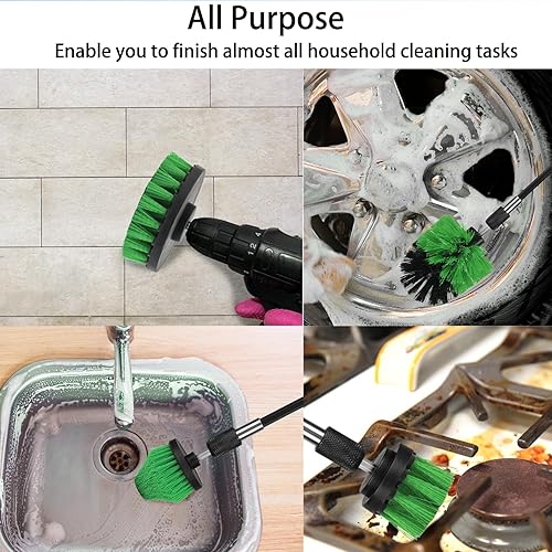 Miniatura 7 de Juego de accesorios de cepillo de taladro, paquete de 7 cepillos de limpieza eléctrica de 14 pulgadas + accesorio de extensión larga, accesorio de