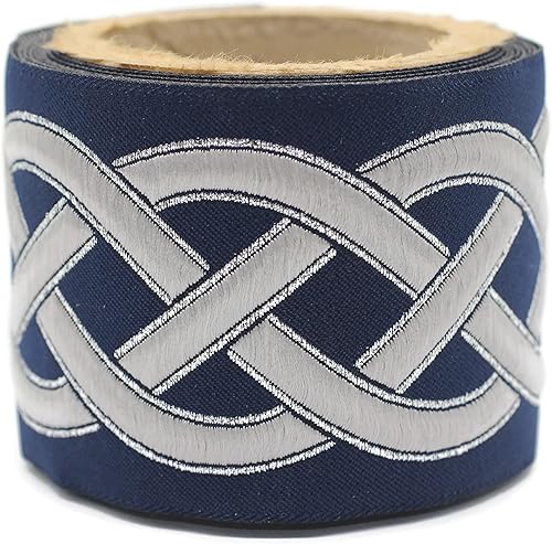 Miniatura 3 de Cinta jacquard bordada en espiral azul y blanco de 2.67 pulgadas para tus cortinas, cortinas, bandas, cinta V6 177