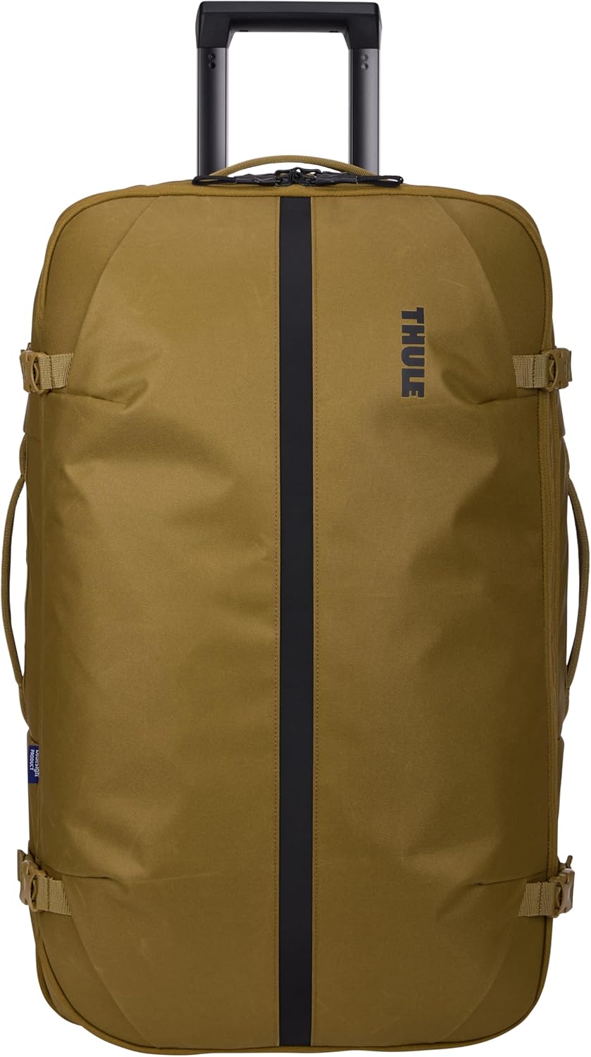 Thule Aion 70cm Wheeled Duffel - Wet/Dirty Storage Pocket - Smooth Rolling Wheels - Interior Compression Straps - Lockable Exterior Zippers - 100% Recycled PFC-Free Waxed Canvas Fabric