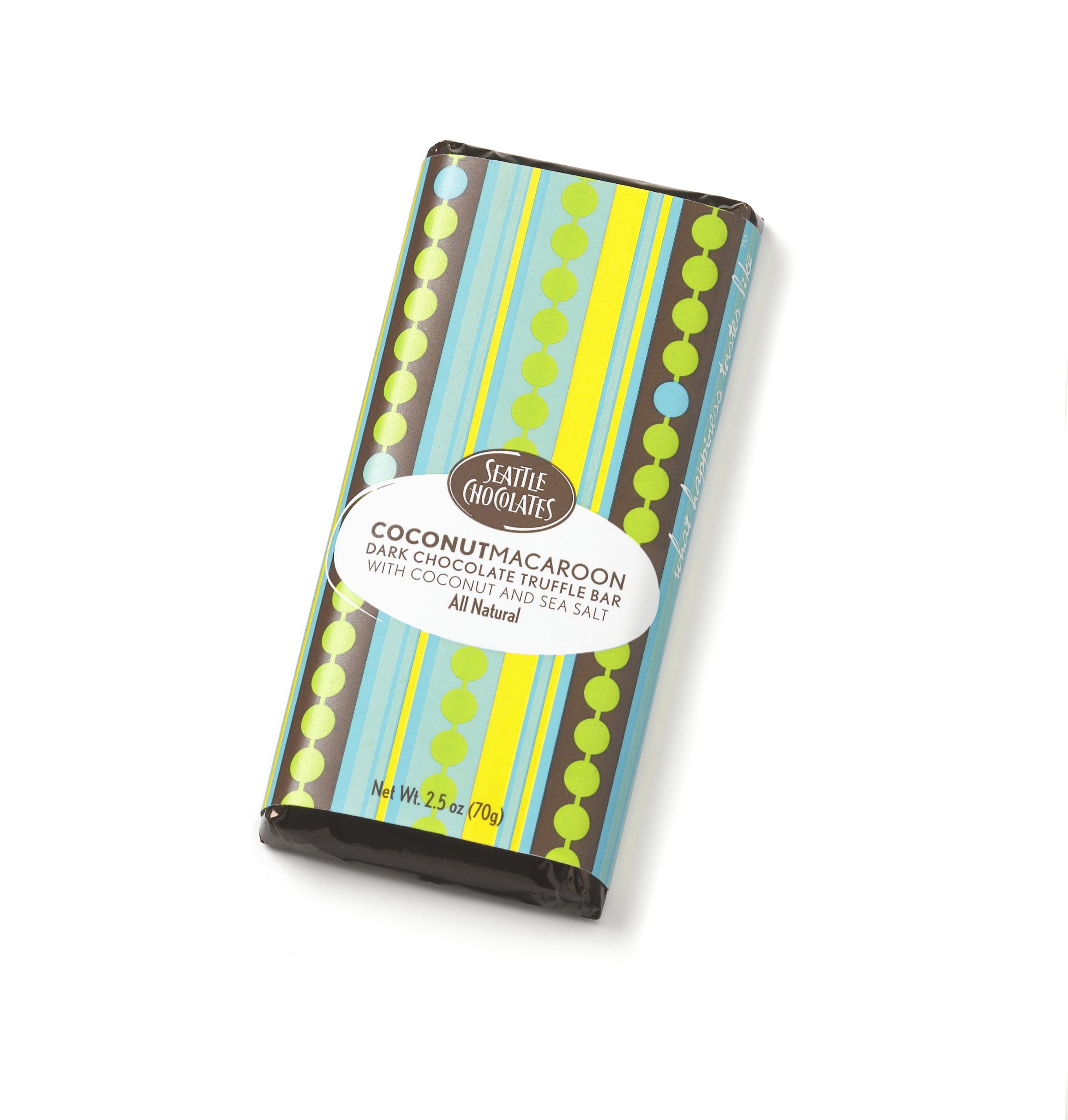 Seattle Chocolates Coconut Macaroon with Sea Salt Dark Chocolate Truffle, 2.5-Ounce Bars (Pack of 12)
