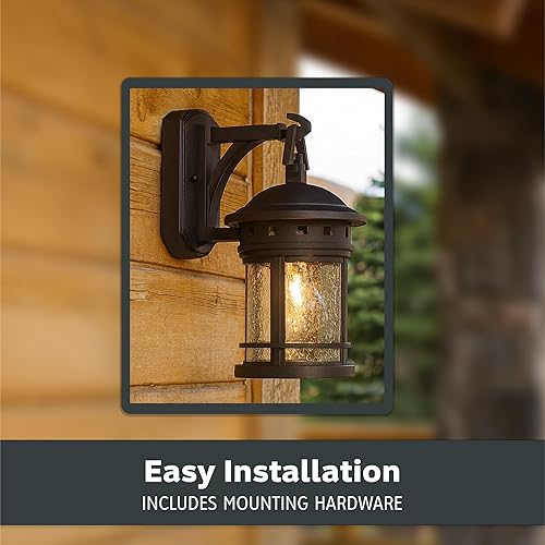 Miniatura 5 de DESIGNERS FOUNTAIN Sedona 2371-ORB - Lámpara de pared de 13 pulgadas, luces de porche de vidrio semillero para puerta delantera, patio y garaje,