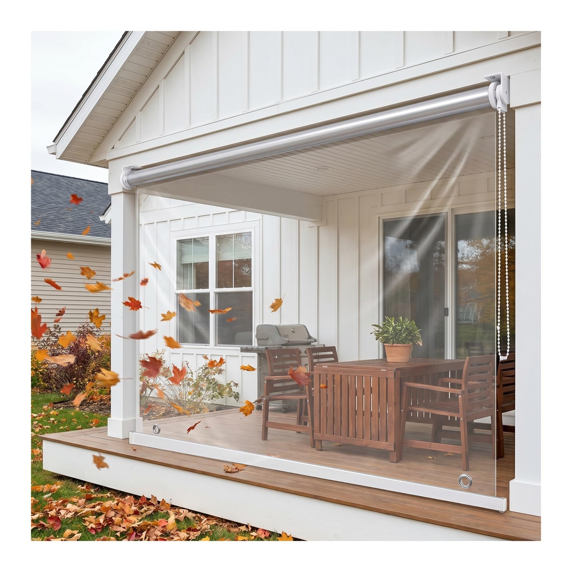 Outdoor Waterproof roll up Shades, Transparent PVC Plastic Roller Blind, Clear Vinyl roll up Porch Curtains, Shade Windproof/Dustproof, for Indoor Outdoor(W100*H160cm/W39.37*H62.9in)
