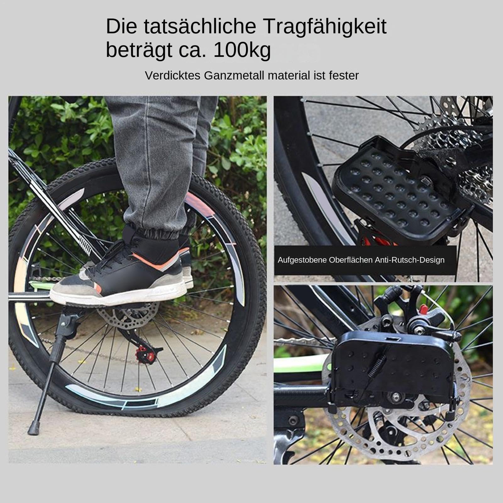 Poggiapiedi Per Bicicletta Pieghevole - In Lega, Antiscivolo | Per Bambini E Trasporto Posteriore - Foto 3