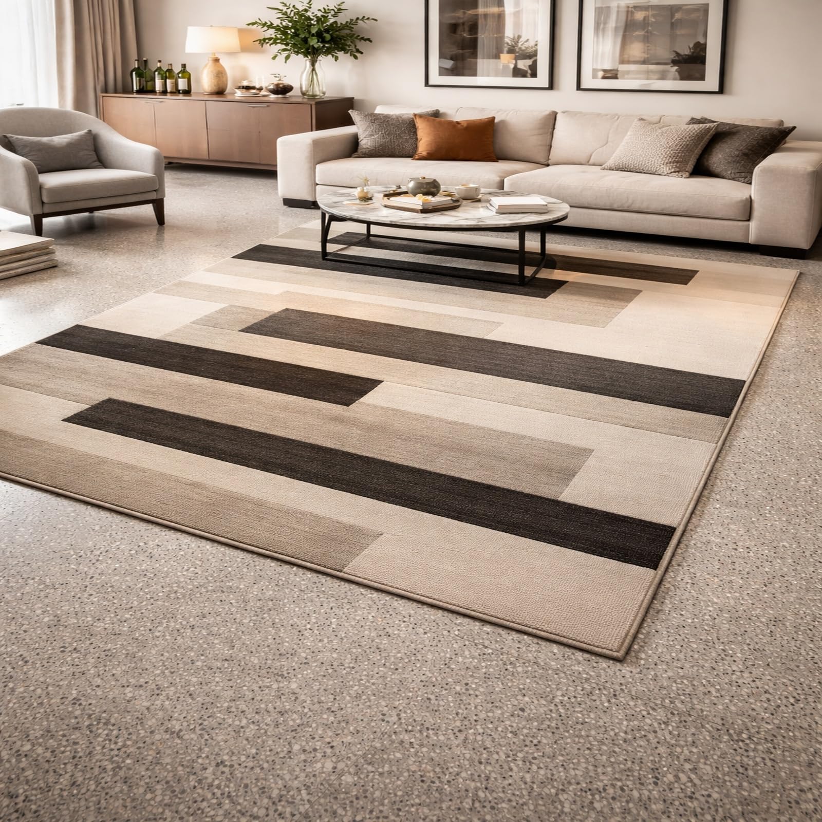 Tapis de chambre adulte antidérapant pour grand salon facile à nettoyer noir 180x230