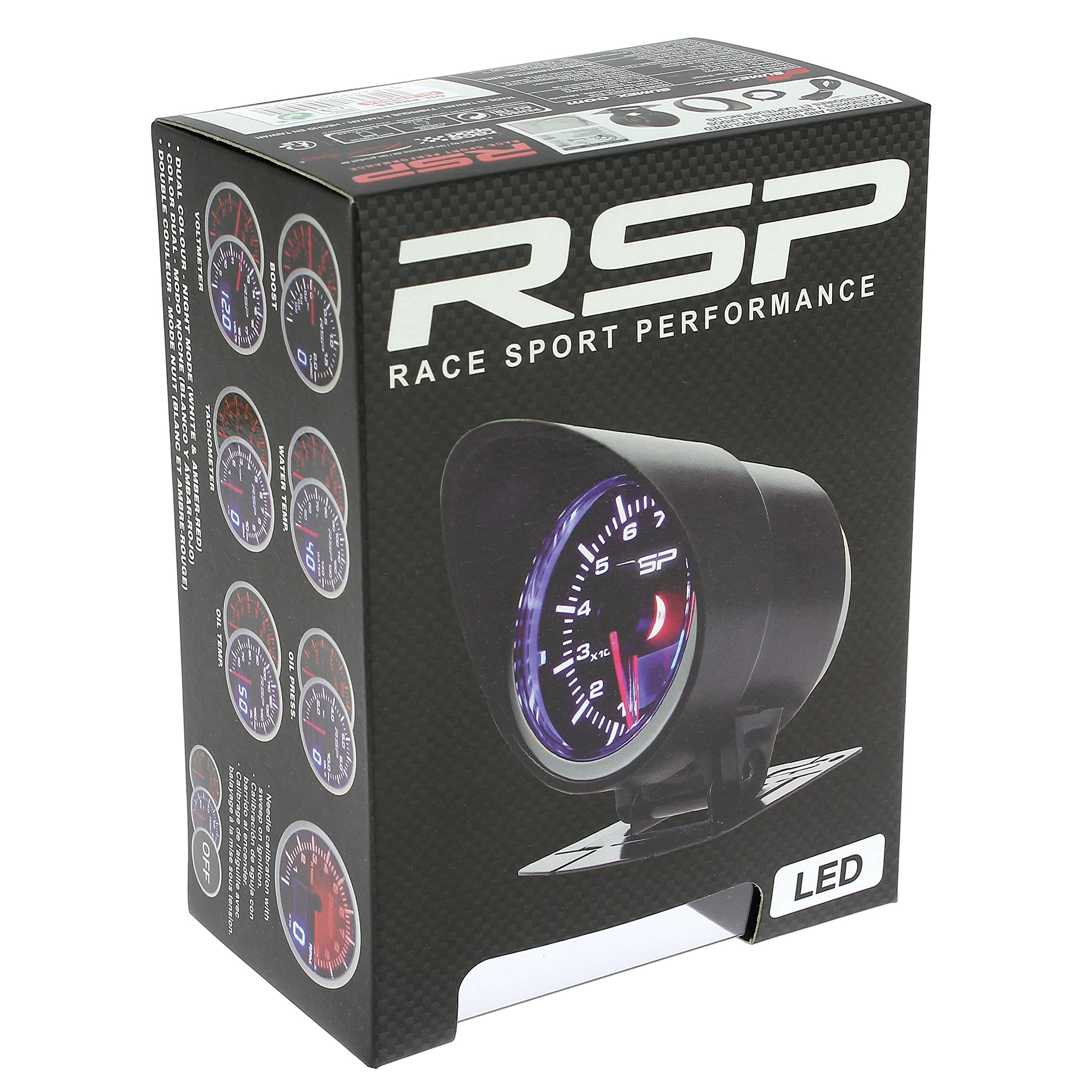 Manometro di Pressione Turbo a LED RSP, Diametro 52 mm, Generico