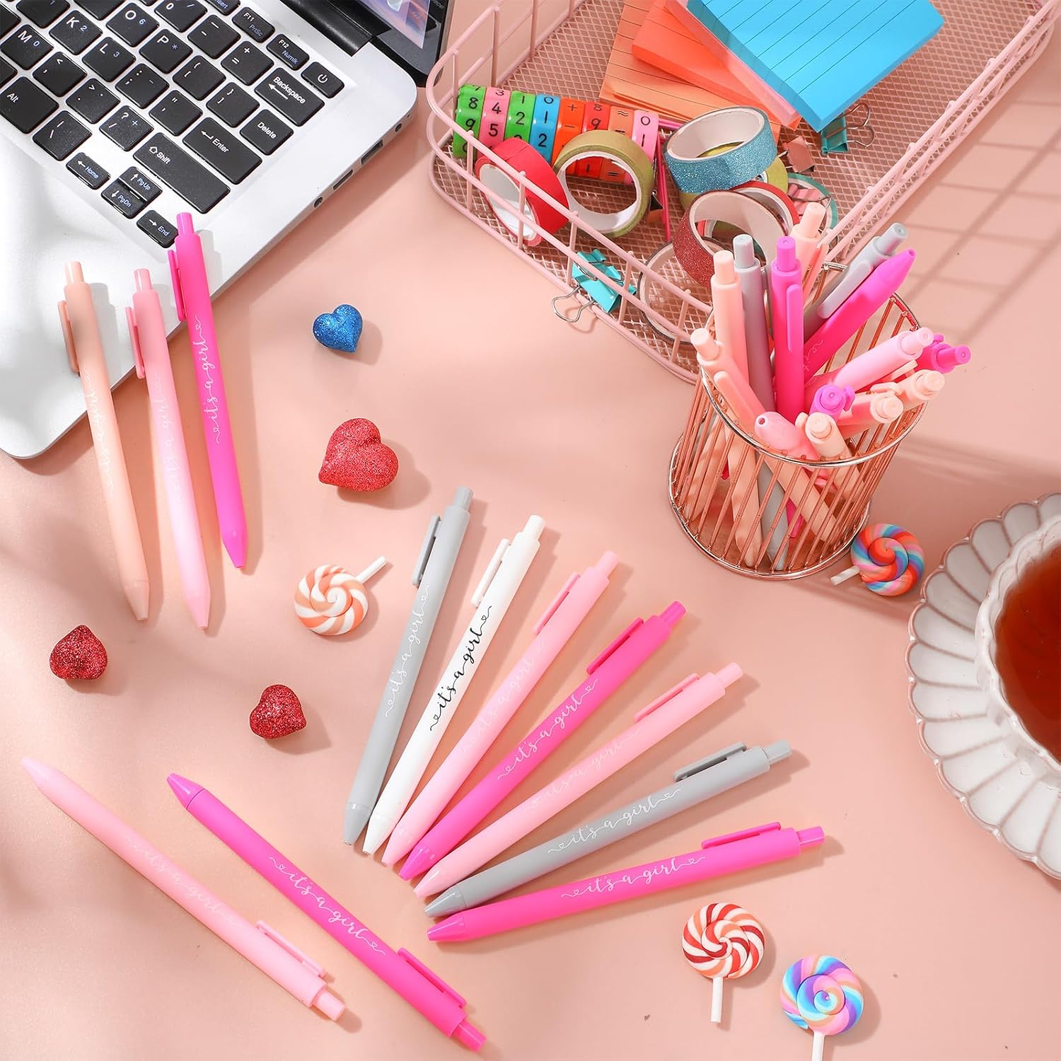 Chuangdi 50 Pack It's a Boy Party Baby Shower Pens Favors for Guests, Pink image 4