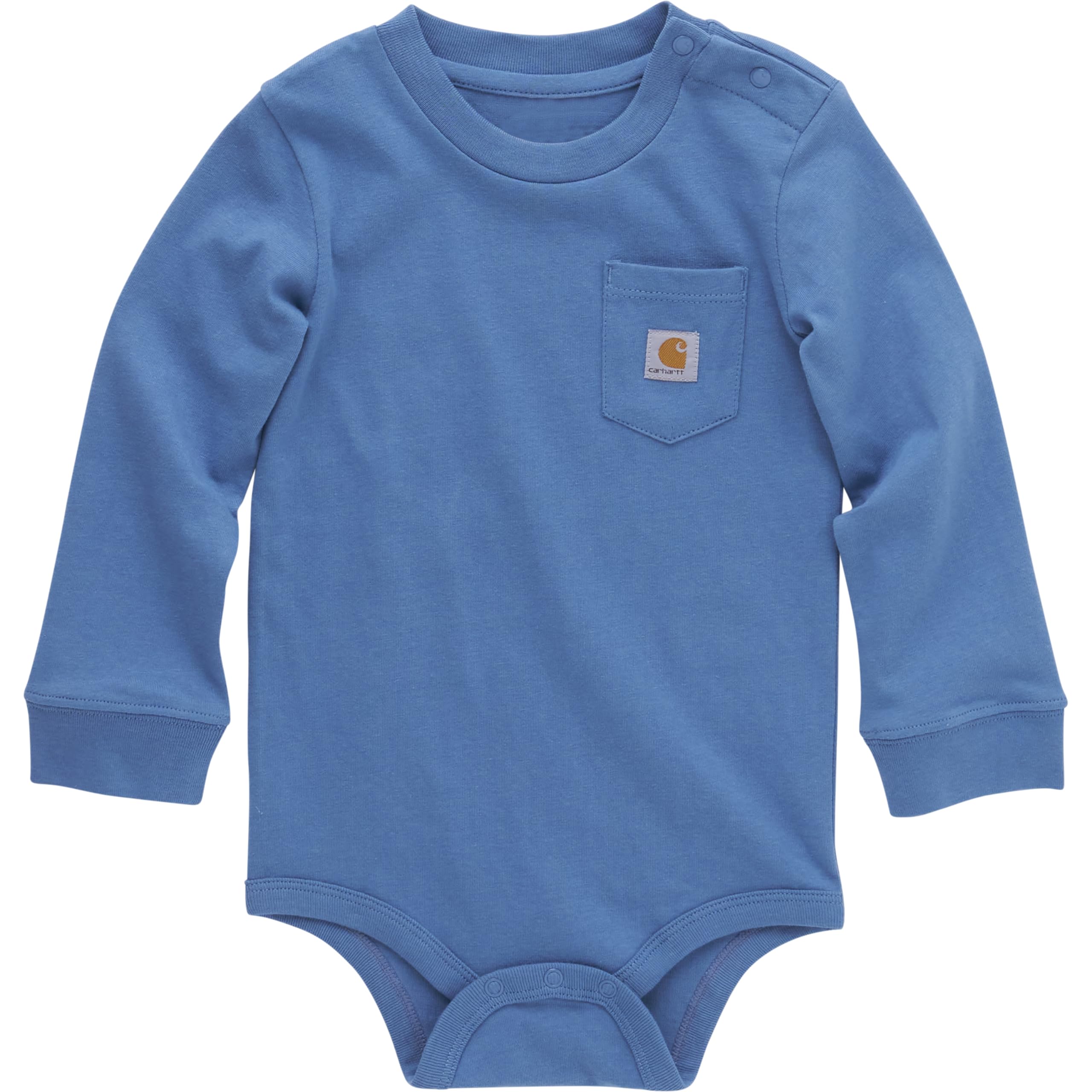 Carhartt Long-Sleeve Pocket Bodysuit | 100% Cotton | Made From Breathable, 100% Cotton Jersey | Easy Changes 6 Months Coronet Blue