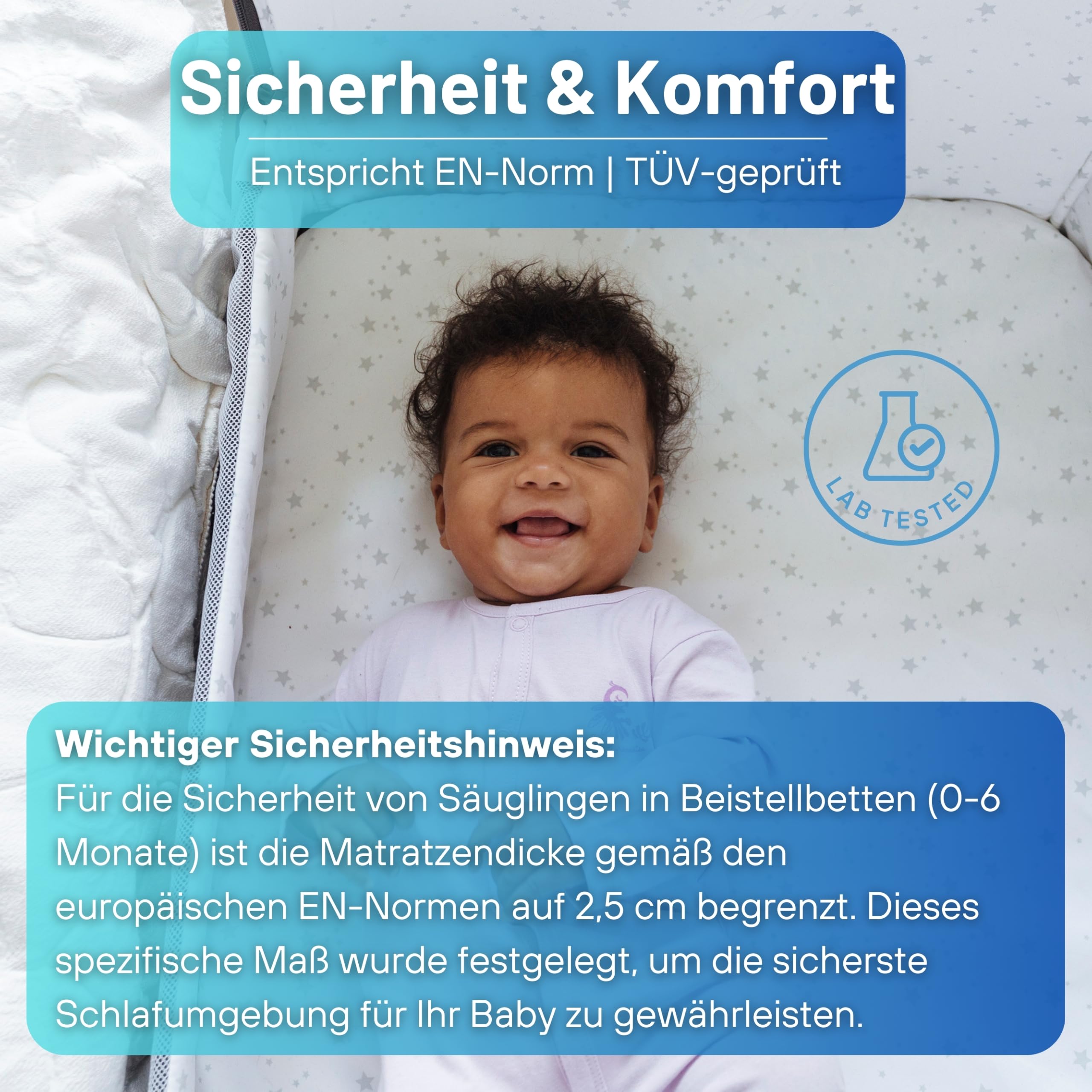DROMADER Beistellbett Baby 3in1 - Babybett, Babywippe, Reisebett Baby mit Matratze, 0–6 Monate, max 9kg – Stubenwagen mit 7 Höhenverstellungen, Wiegefunktion, Atmungsaktives Netz – Tragetasche