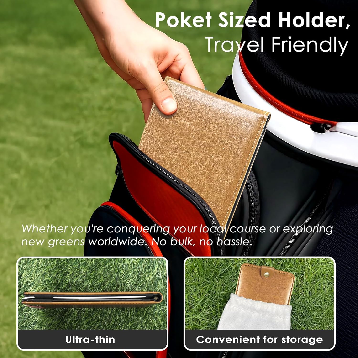 Gold Scorecard Holder Golf Club Bag Accessories Beige