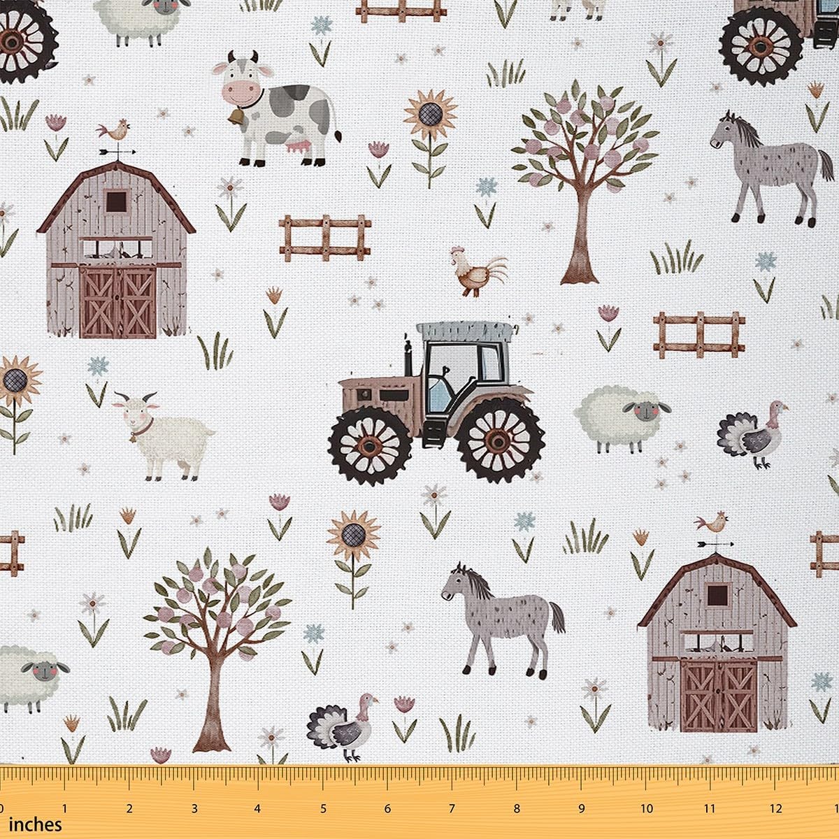 Watercolor Flowers Fabric by The Yard Gradient Pink Red Spring Floral Art Painting Fabric for Kids Adults Hand Painted Rustic Leaves DIY Sewing Fabric for Sofa Chair Kids Bedroom Decor,5 Yards