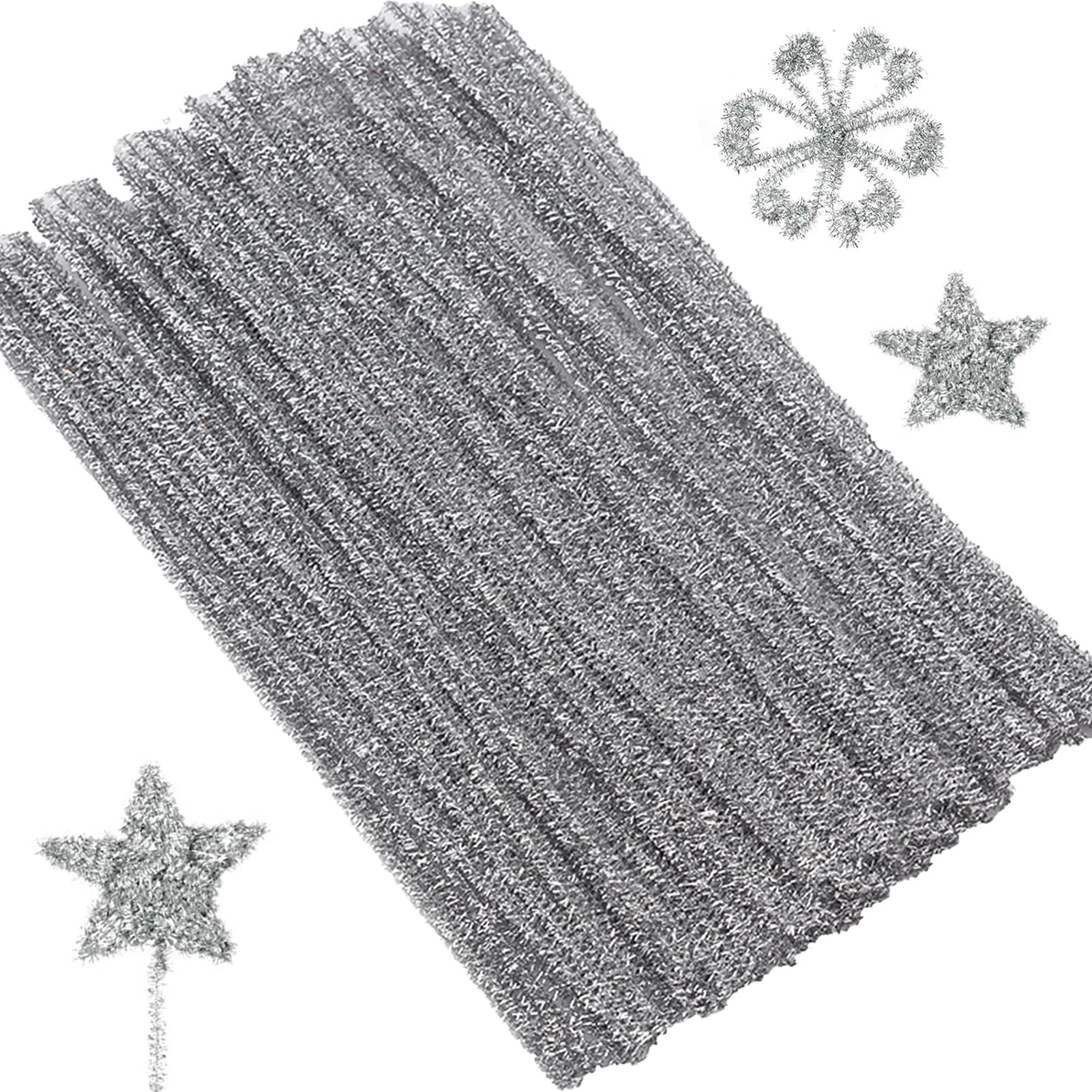 100PCS Pipe Cleaners,Pipecleaners,Pipe Cleaners for Craft,30cmx6mm,Silvery