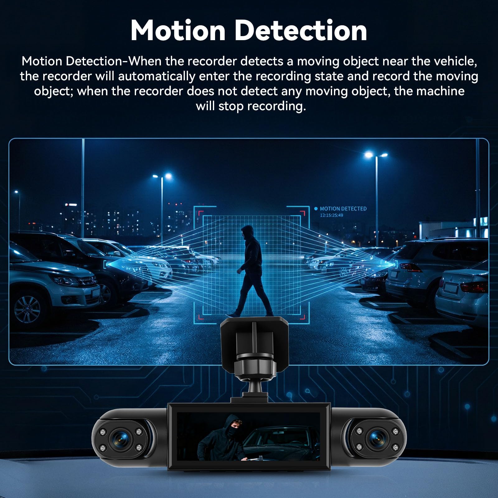 SIXTOP 3,16 Zoll Dash Cam 4-Kamera 1080P Full HD Dashcam mit 360° Rundumsicht - Inklusive Bewegungserkennung, Nachtsicht, Umkehren, 150° Weitwinkel & Loop Aufnahme Für PKW, LKW, Taxi