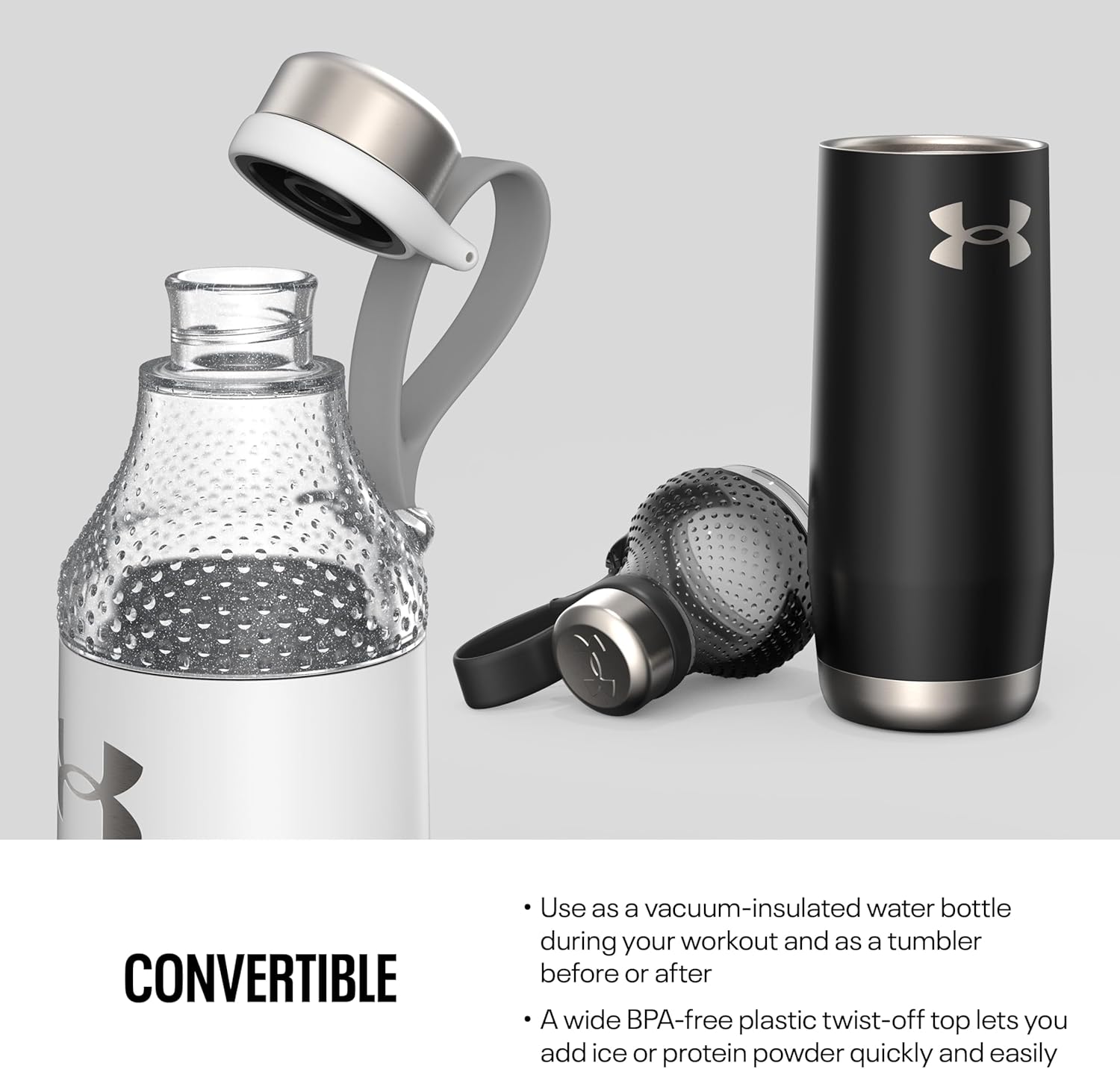 Under Armour Twist-Off Top Stainless Steel Water Bottle 22oz for Ice & Protein Shake - Insulated, Shatter-Proof, Odor-Proof Shaker, Infinity Bottle - Image 3