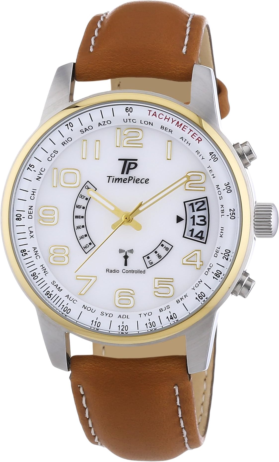 Time Piece TPGS-10289-12M XL Men's Radio-Controlled Quartz Analogue Watch with Leather Strap