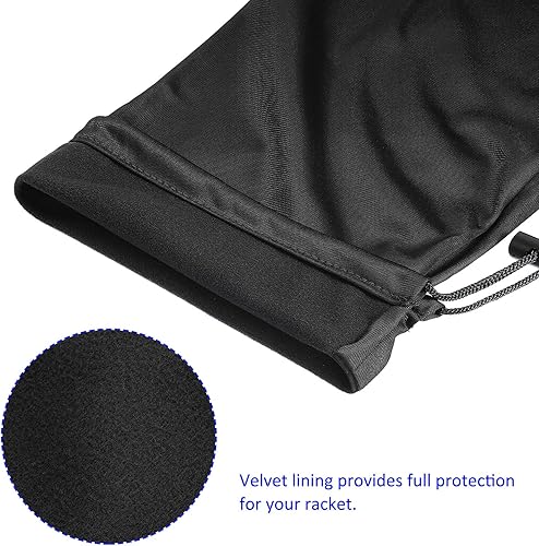 Miniatura 4 de Paquete de 2 bolsas de raqueta de bádminton – Bolsa de almacenamiento de raqueta de tela de terciopelo con cordón, para hombres, mujeres