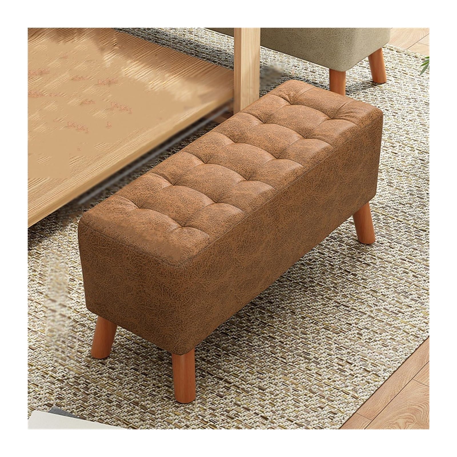 KLGFBDC Dark Brown Chaise Lounge Shoe Bench - Entryway Seating Stool for Easy Shoe Wearing & Clothing Fitting - Stylish 60cm Sofa for Doorway & Bedside Use