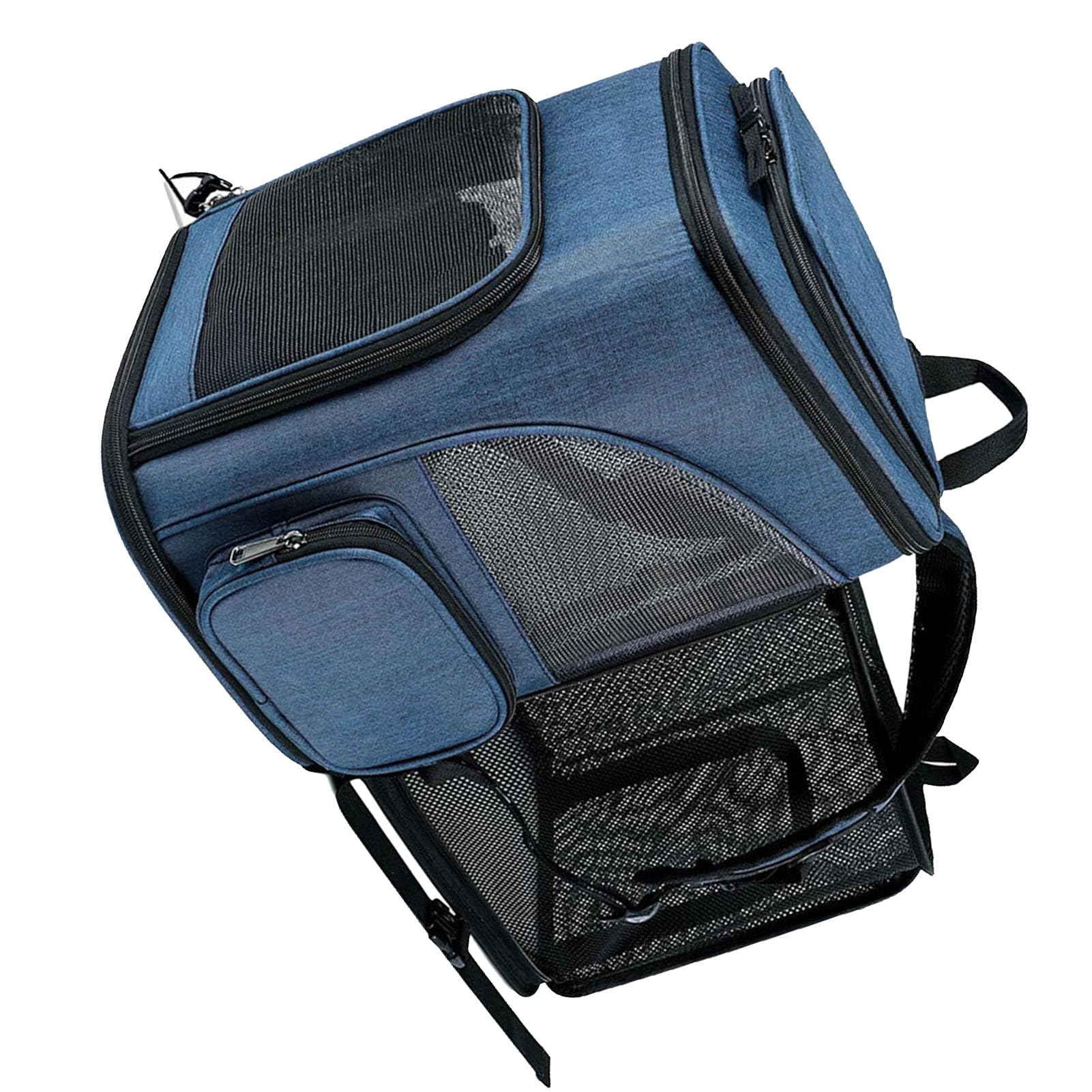 Zaino Porta Gatti Impermeabile Espandibile, Zaino per Animali Domestici con Finestre in Rete Traspirante, con Scomparti Multipli con Design Pieghevole, Ideale per Animali Domestici di (BLUE)