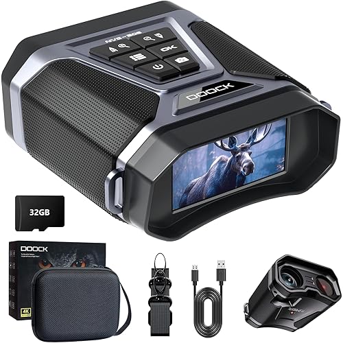 DOOCK 4K Night Vision Goggles - 2024 Upgrade Night Vision Binoculars for Adults 3” Large Screen Rechargeable Digital Infrared Binoculars with 32GB Memory Card & Carrying Case - Magic Black