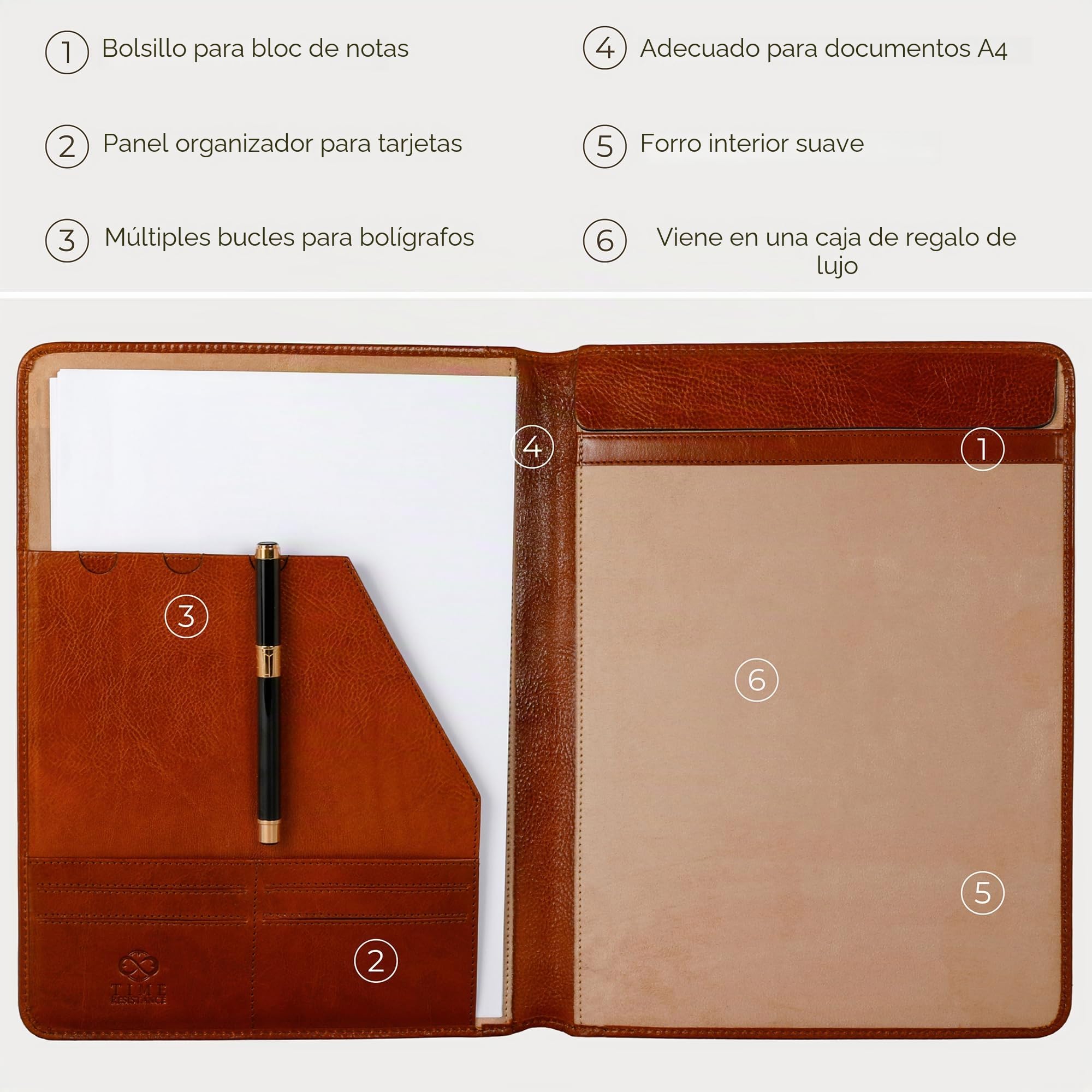Time Resistance Portadocumentos de Piel – Portadocumentos de Piel Tamaño Tablet – Maletín Pequeño