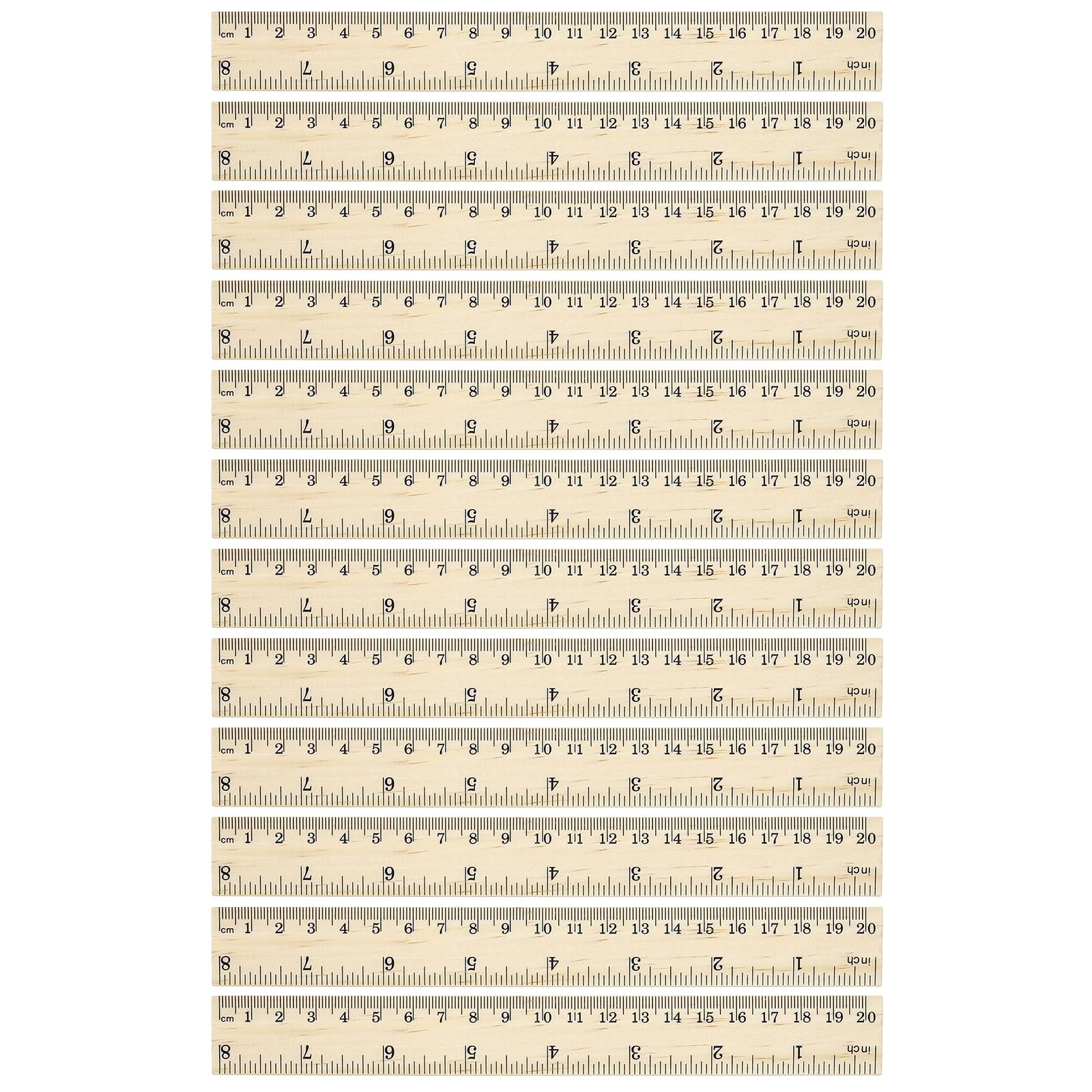 PATIKIL 8" Wooden Rulers 24Pcs Drafting Ruler Measuring Drafting Tools