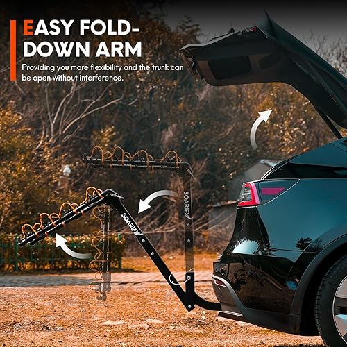 Miniatura 2 de Portabicicletas para automóvil, SUV, RV, soporte de enganche trasero de bicicleta 4, hasta 143 libras de carga para bicicletas, correas de goma,