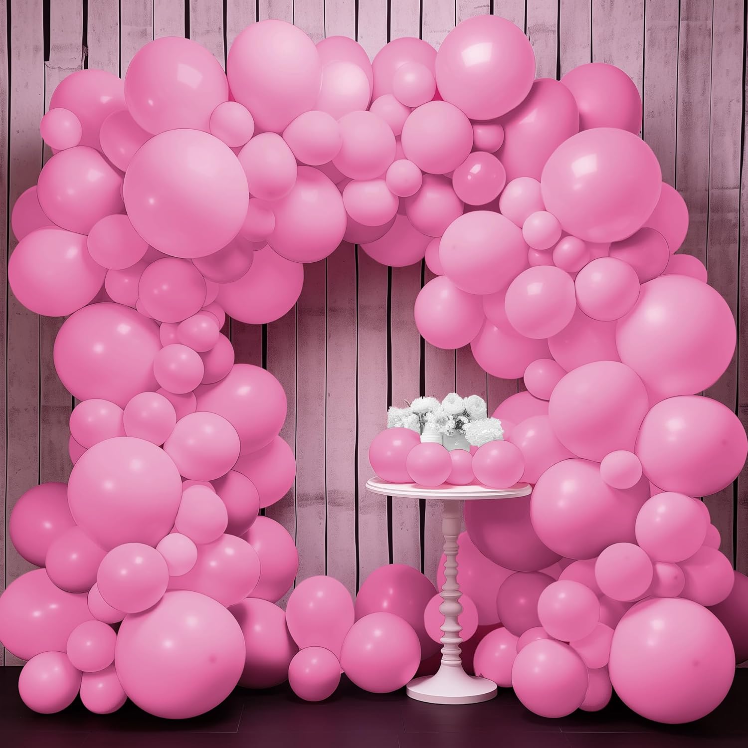 KatchOn, Pink Backdrop for Pink Party Decorations - Pack of 2 | Bubble Gum Pink Balloon Arch Kit | Happy Galentines Day Banner - 10 Feet | Galentines day Decorations | Valentines Day Decorations