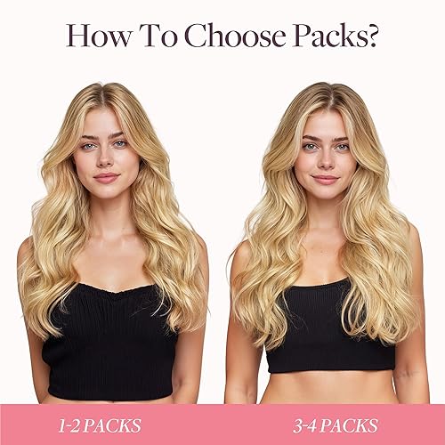 Miniatura 5 de GOO GOO Extensiones de cabello humano con cinta, 16/22 rubio claro con reflejos rubios dorados, 10 pulgadas, 1.06 onzas, 20 unidades, trama de piel