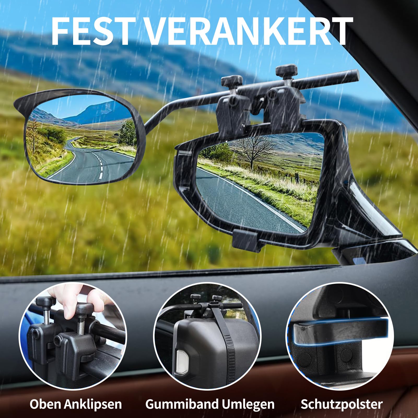 2 rétroviseurs pour caravane, voiture, camping-car, rétroviseurs grand angle, remplacement pour voiture, camion, fourgonnette, bus, champ de vision élargi, rétroviseurs latéraux amovibles pour
