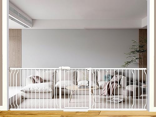 Miniatura 7 de Puerta para bebés de 71.5 a 76.3 pulgadas, extra ancha, grande, para mascotas, para interiores, montada a presión, puertas de seguridad, montadas a