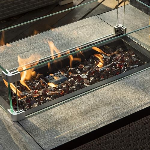 Miniatura 3 de COSIEST Vidrio de fuego oblato de 10 libras para hoguera de chimenea, vidrio de clasificación de temperatura (amarillo ámbar)