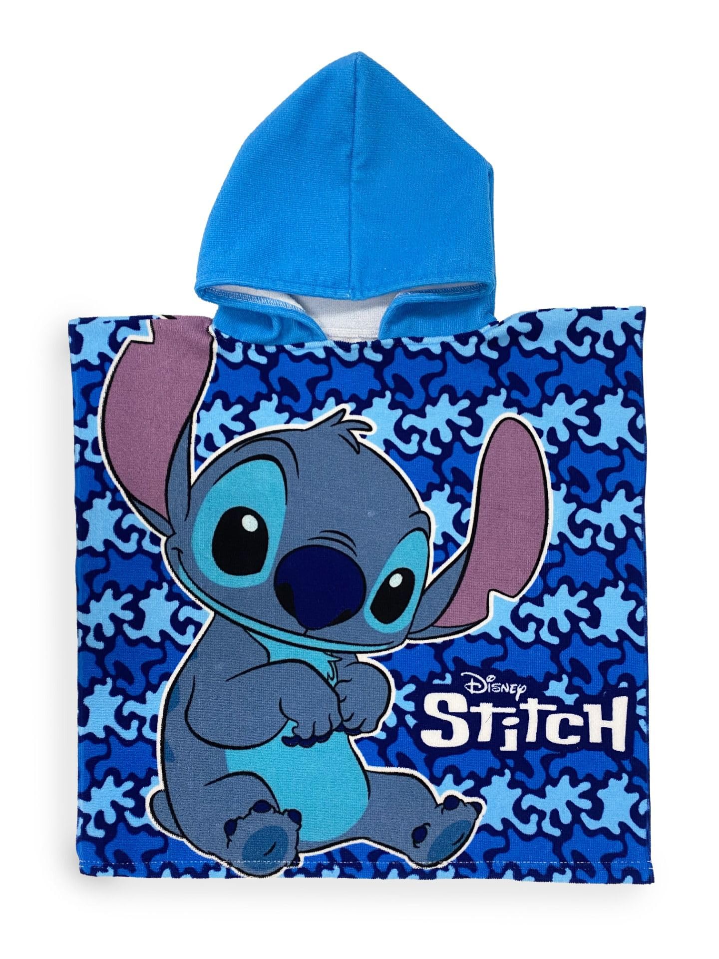 Poncho Asciugamano In Microfibra Con Cappuccio Per Bimba, Stitch, 55x90 Cm, Asciugatura Rapida