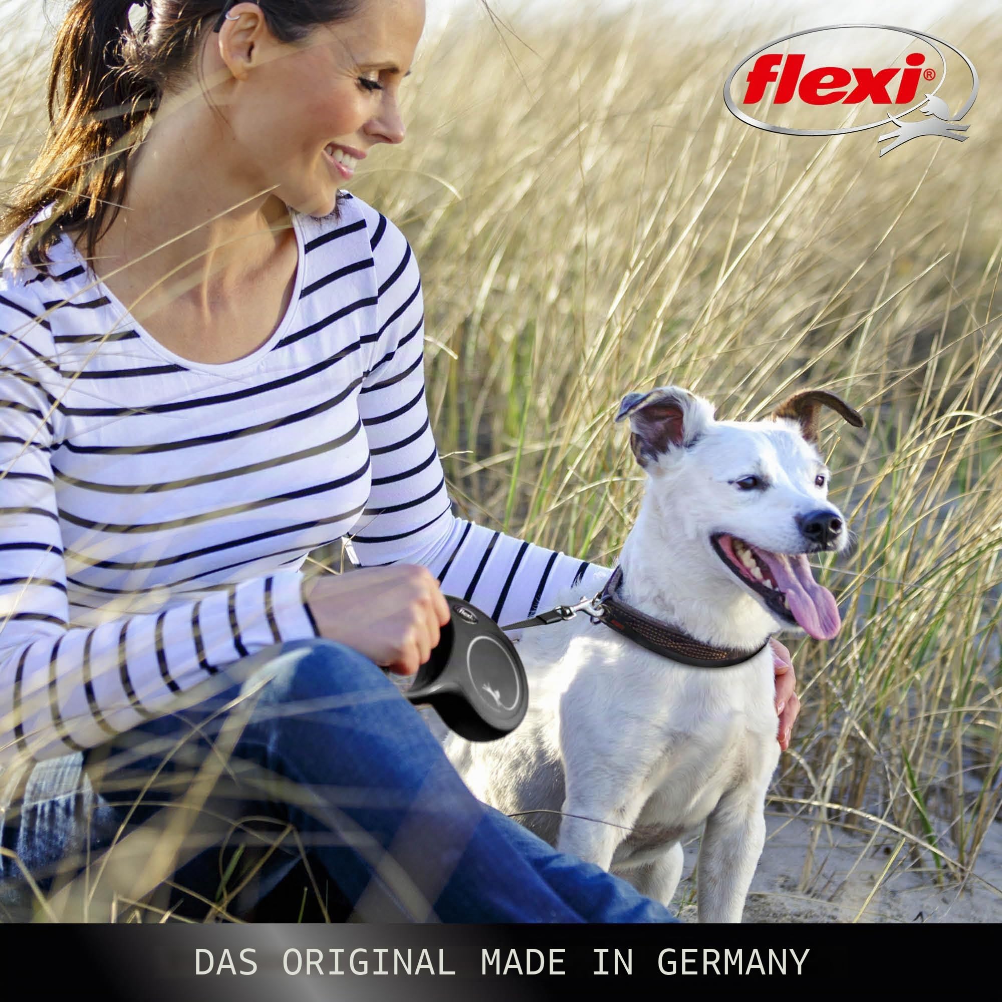 Flexi New Classic Retractable Cord Dog Leash Duo for 2 Small Dogs 16-Foot Black