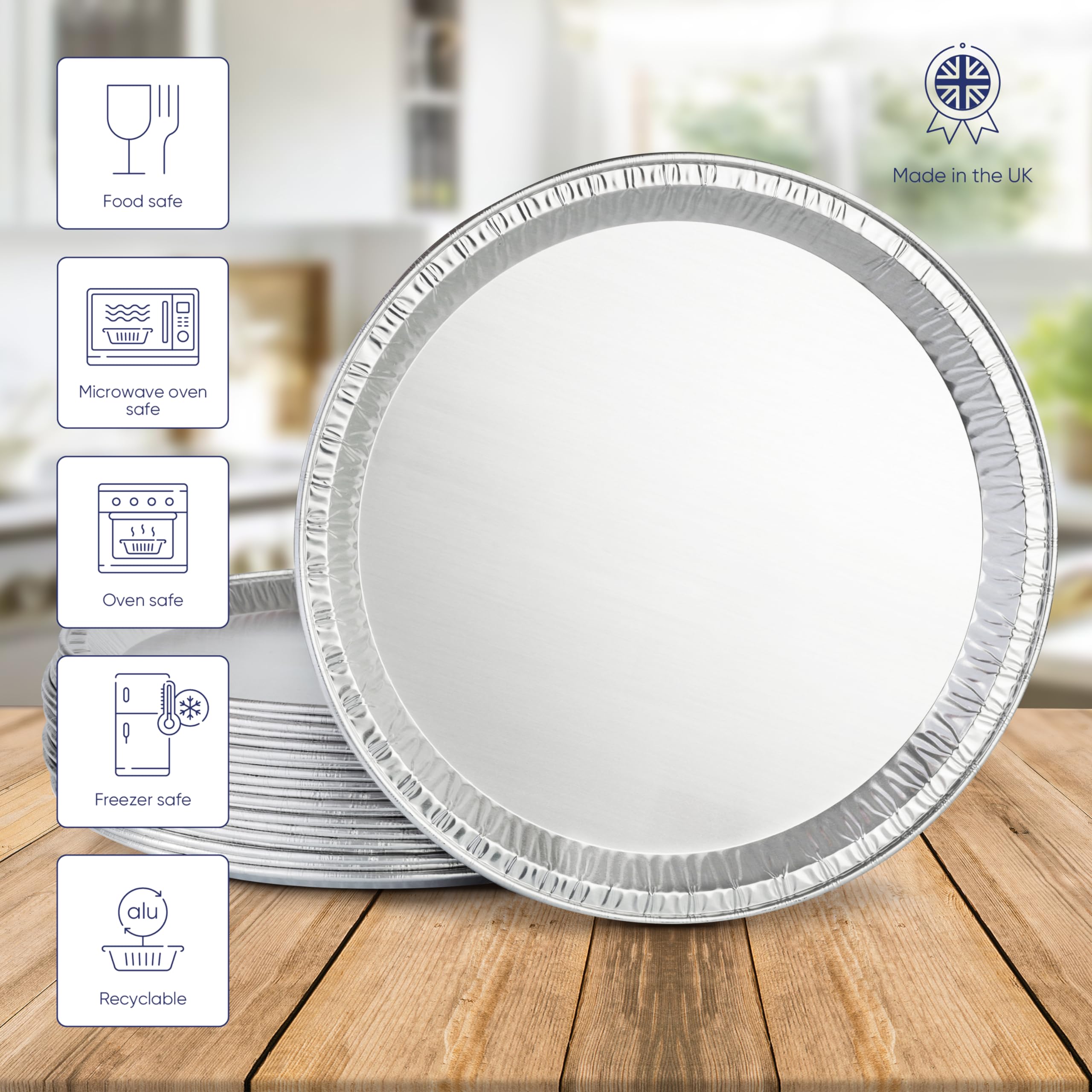 Coppice – 20 Plateaux Ronds en Aluminium Argenté Ø31 cm – Jetables, Recyclables et Réutilisables – Idéals pour Fêtes, Buffets et Réceptions