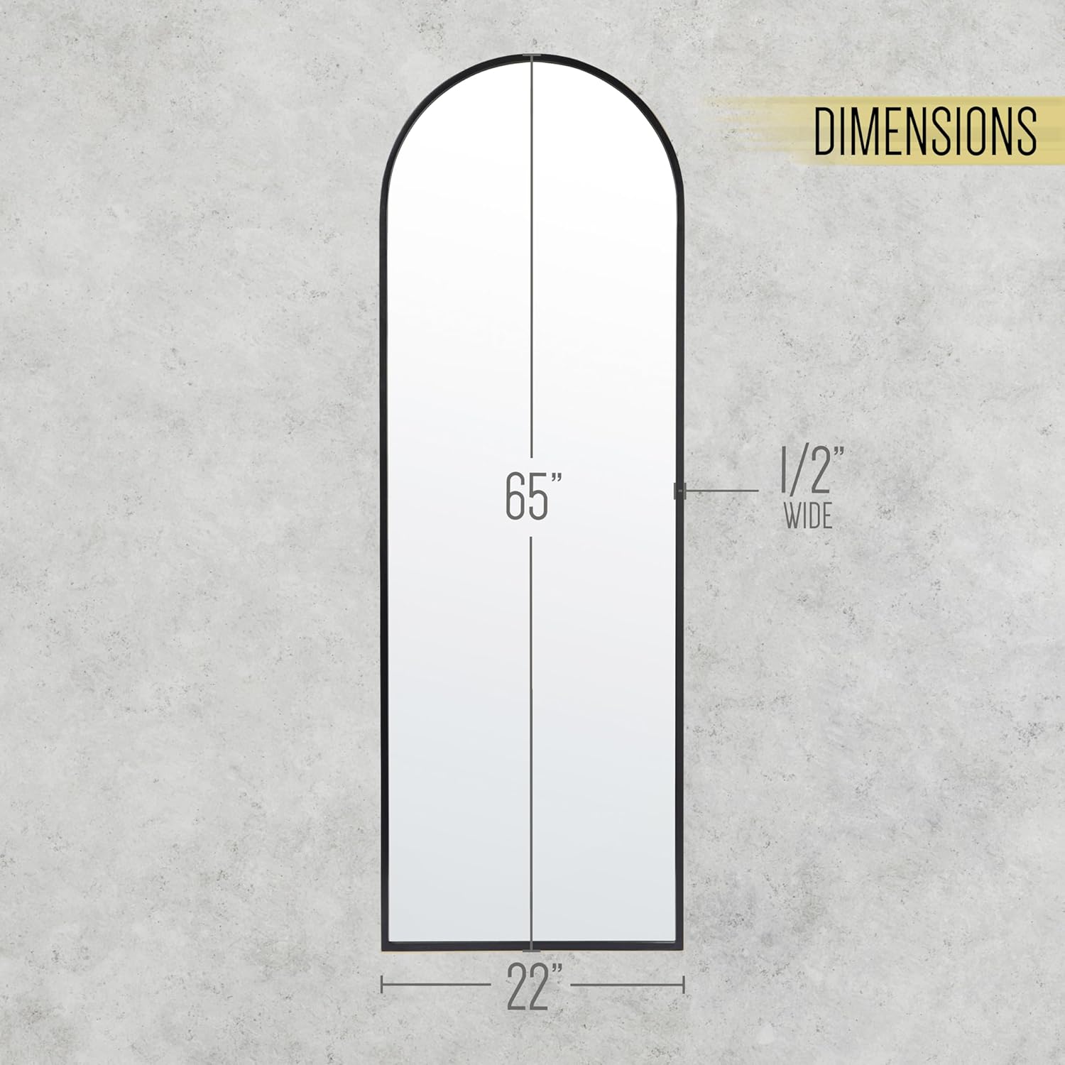 HBCY Creations Black Arched Full Length Mirror with Sleek Metal Frame - 65x22 Minimalist Design for Bedroom Décor, Perfect Mirror Full Length for Entryway or Dining Room