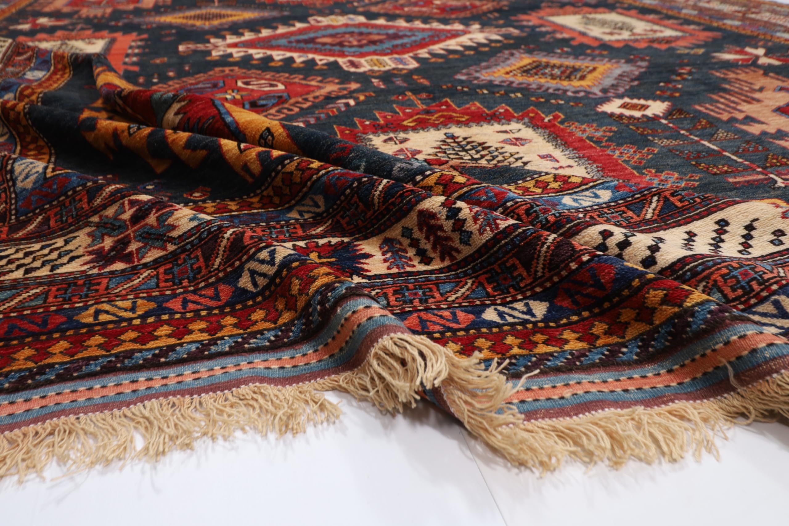 Tapis Tissé Main Style Herati Balochi - 100% Laine Pure - Dimensions 4,7 X 2,9 Pieds (environ 143 X 88 Cm)