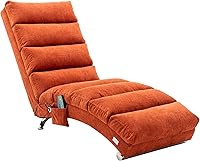 Vista 10 de Chaise Lounge de lino para interiores con función de masaje eléctrico, moderna silla reclinable para oficina, sala de estar o dormitorio