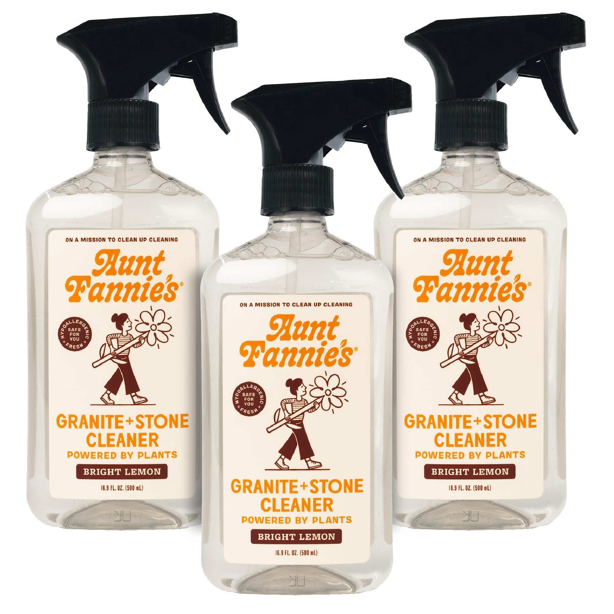 Aunt Fannie's Granite &amp; Stone Cleaner, Bright Lemon, 16.9 oz, Pack of 3