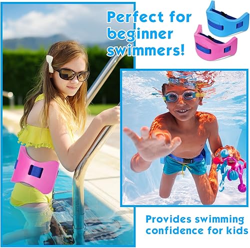 Miniatura 5 de Wettarn Cinturón de natación para niños con correa ajustable, cinturón de flotabilidad de EVA para niños y jóvenes, cinturón de natación