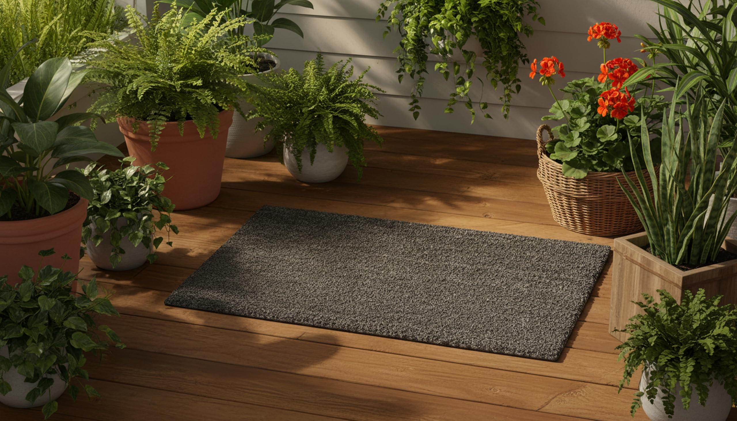 Paillasson en coco en fibre naturelle et caoutchouc recyclé (33 x 60, 33 x 70, 40 x 70, 40 x 80, 40 x 90, 50 x 100, 60 x 120, 70 x 140) (gris uni, sur mesure)