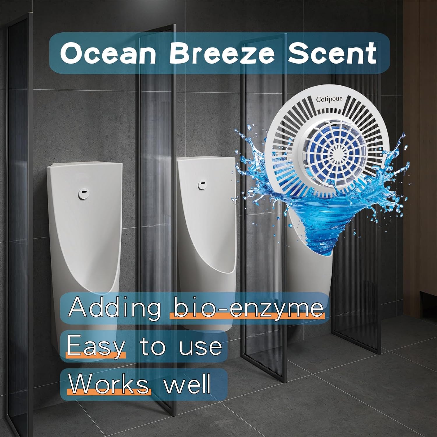 Urinal Screen Deodorizer 36 Pack, Urinal Cakes Ocean Breeze Long-Lasting Scent, Anti-Splash Design for Restrooms, Offices, Restaurants & Schools