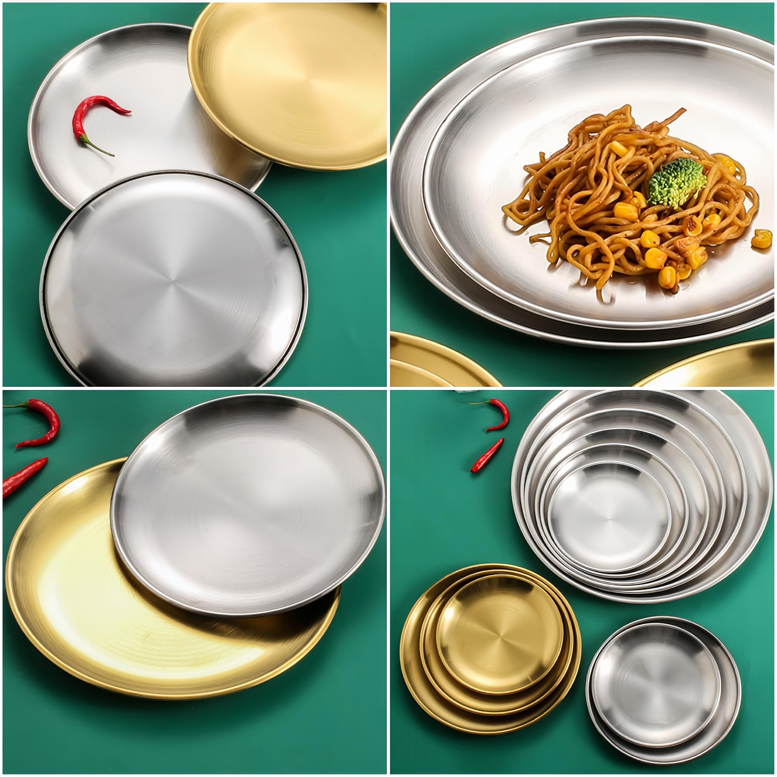 Stoviglie Acciaio Inox Da Campeggio - 5 Pezzi Rotondi (Diametro 20 E 17 Cm) - Foto 13