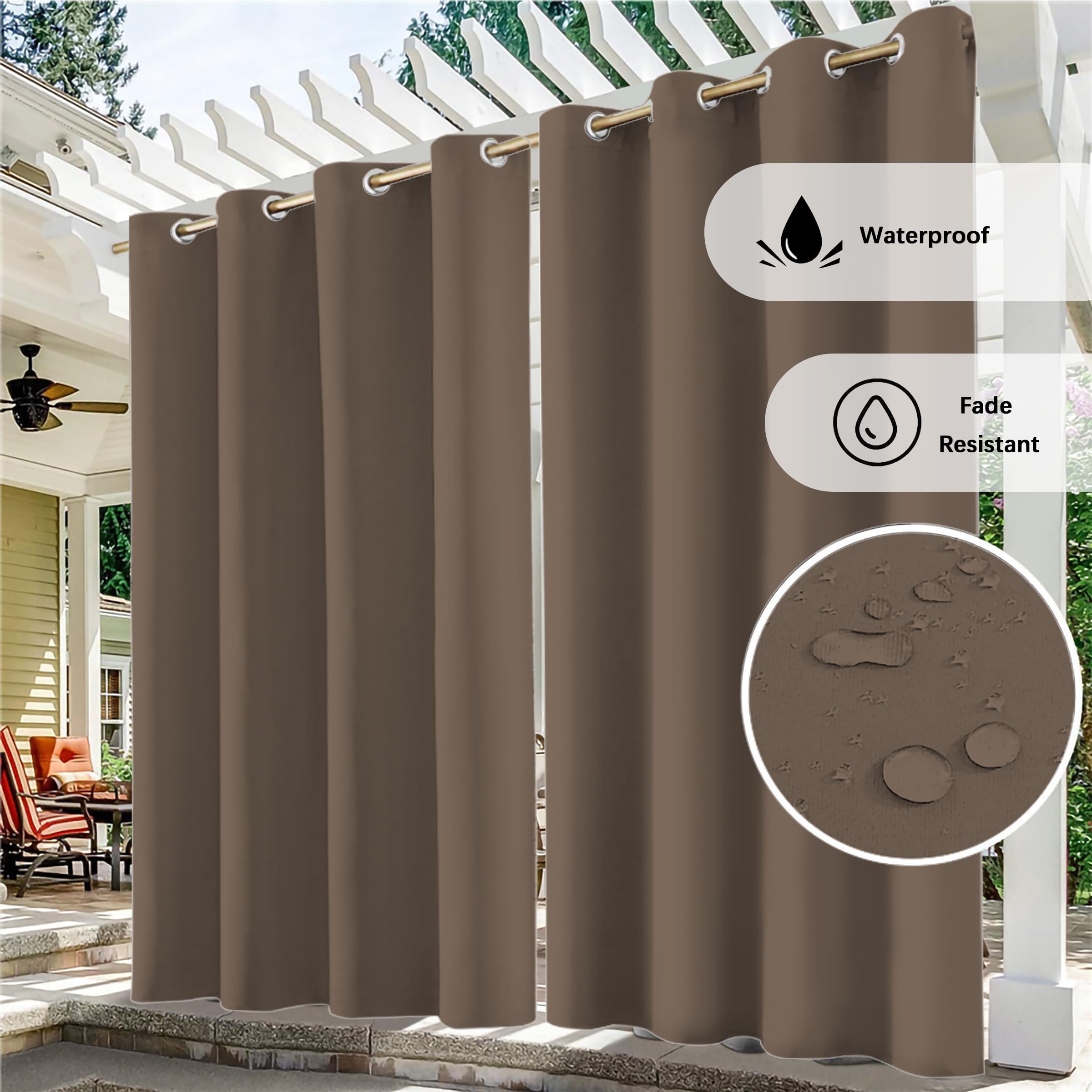 Wodoszczelne oczka zewnętrzne z przelotkami, odporna na warunki atmosferyczne, na taras, balkon, do ogrodu i pera, 1 zestaw (132 x 275 cm) - idealny do zwiększenia przestrzeni na zewnątrz