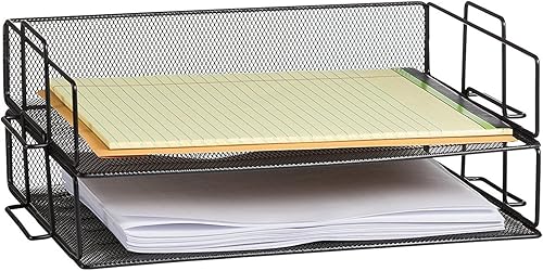 Miniatura 2 de OM214NFBA - Organizador de escritorio apilable de 2 niveles, color negro