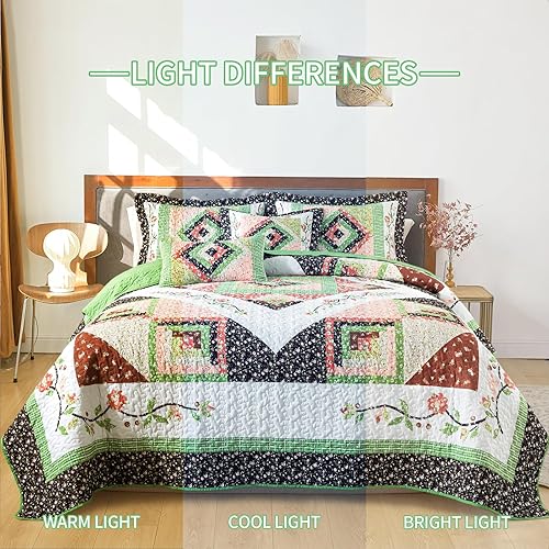 Vista 127 de BEDIFANY - Juego de colcha de algodón, tamaño queen, ligera, de estilo bohemio, suave, para decoración de la cama en todas las estaciones