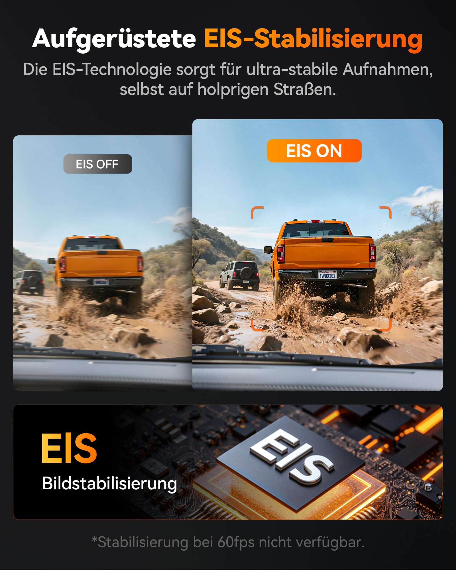 WOLFBOX X3 PRO Dashcam Auto, Dual 5MP STARVIS 2 IMX 675, 1440P 60FPS+1440P ADAS Dashcam Auto Vorne Hinten, Bildstabilisierung mit 5.8GHz WiFi, Sprachsteuerung & Touchscreen, 64GB Karte & GPS Inklusive