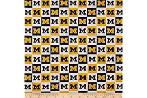 Michigan Wolverines NCAA Check Quilting Fabric By The Yard,