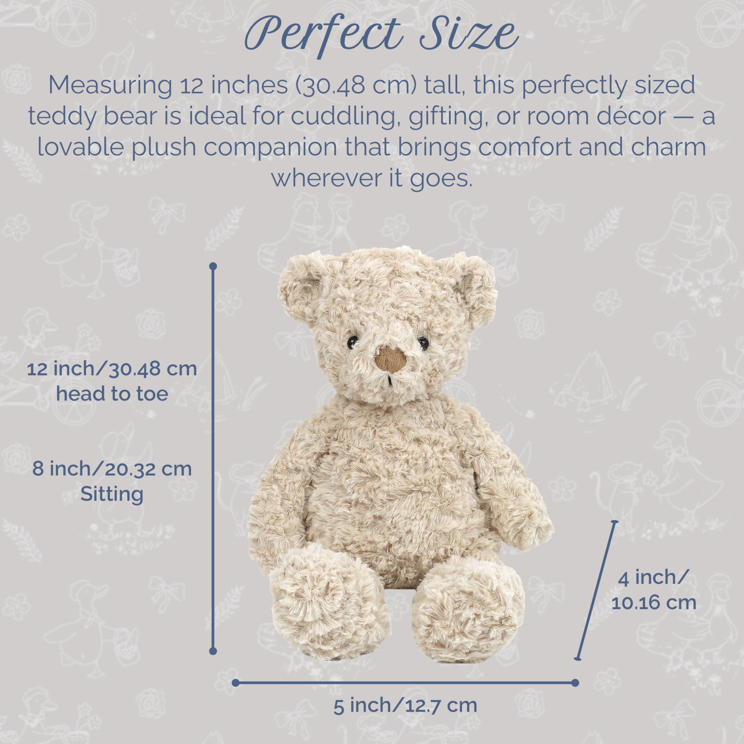 MON AMI Crème Teddy Bear 12-Inch Stuffed Animal for Boys & Girls, Cream, 12 inches - Image 3