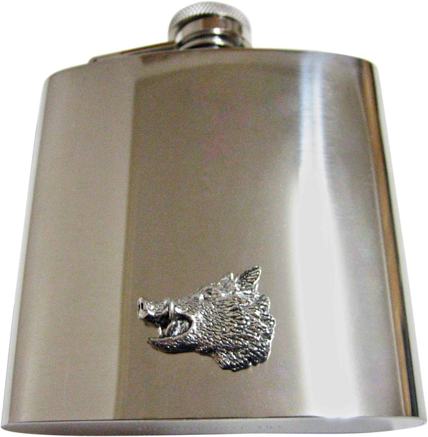 Kiola Designs Side Facing Boar Head 6 Oz. Stainless Steel Flask
